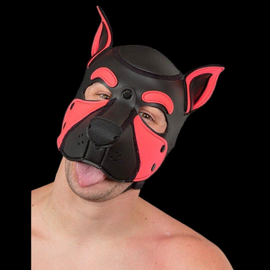 Mr S Leather NEOPRENE FRISKY Puppy Hood | Black & Pink