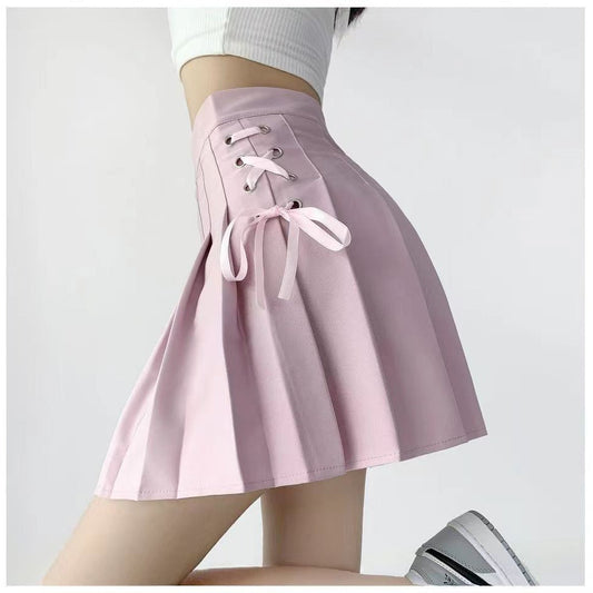Bowknot Lace Pleated Skirt