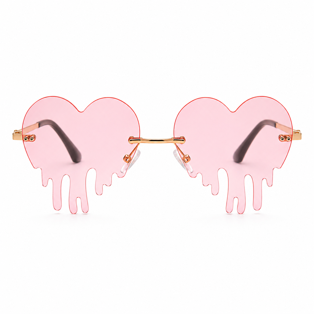 Pink Dripping Heart Glasses