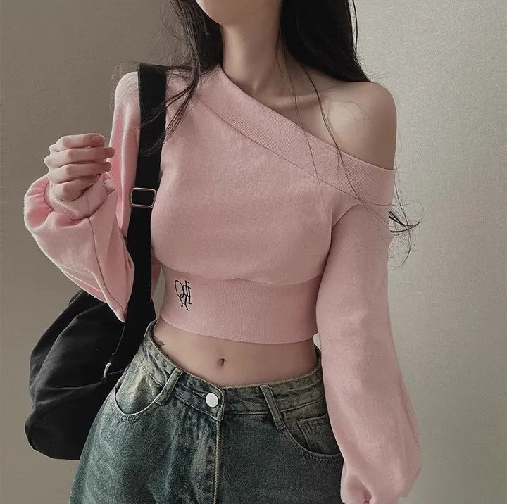 Half Shoulder Femboy Crop Top