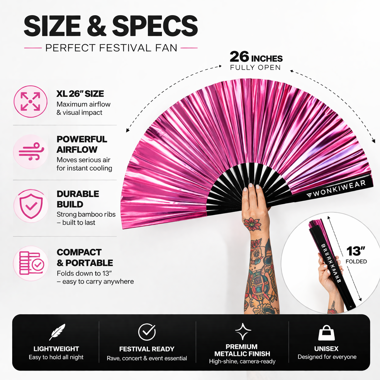 Pink Mirage Iridescent XL Festival Fan