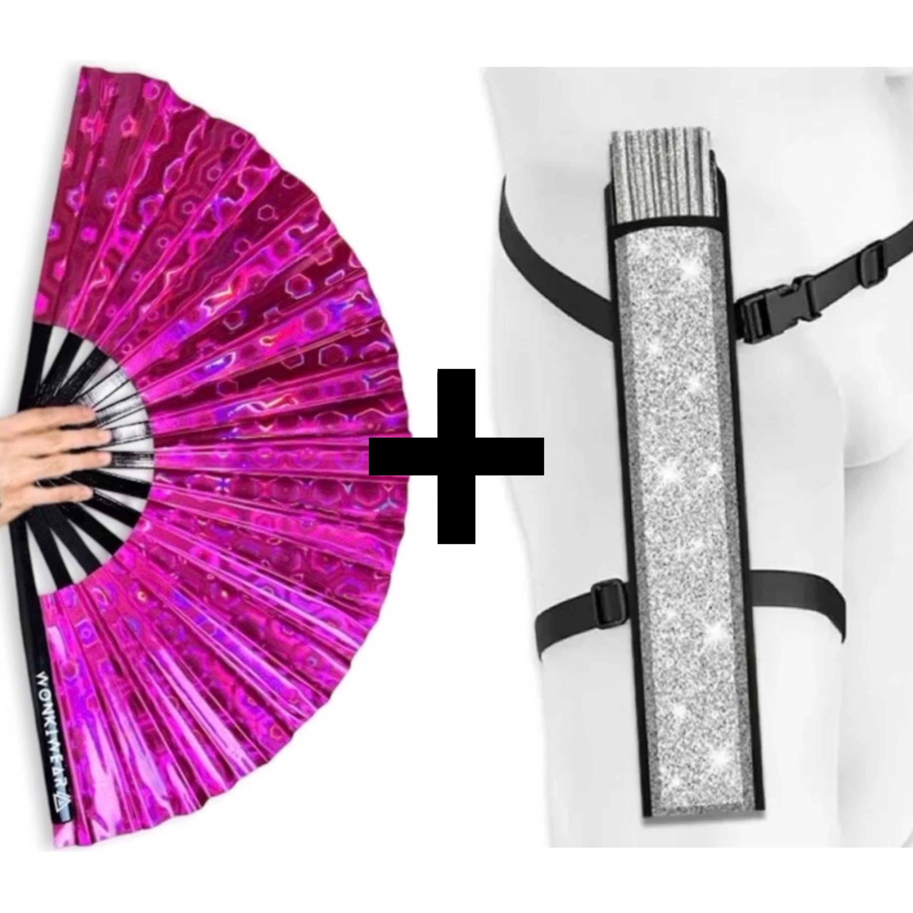 Pink Holographic XL Festival Fan