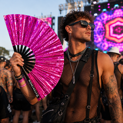Pink Holographic XL Festival Fan