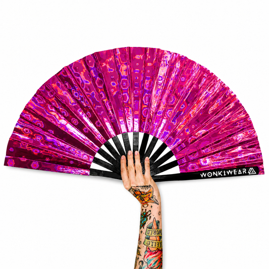 Pink Holographic XL Festival Fan