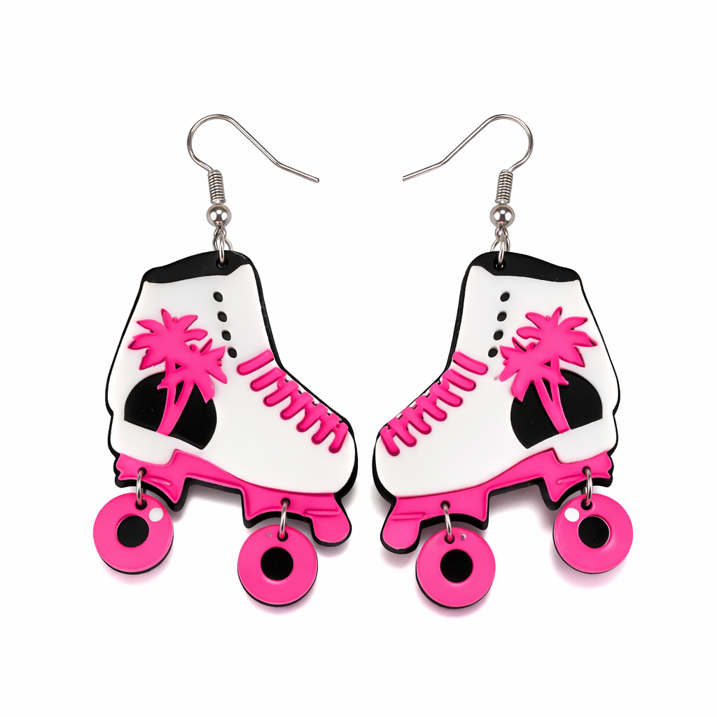 Pink Roller Skate Drop Earrings