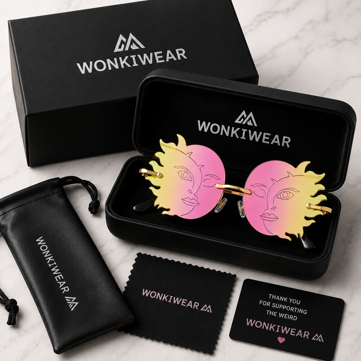 Pink & Yellow Sun & Moon Glasses