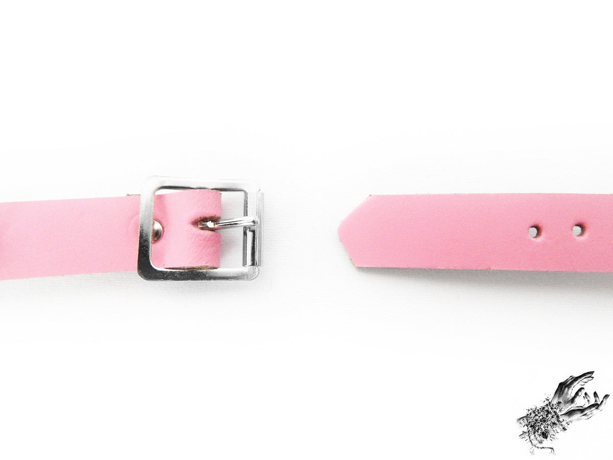 Pink Leather Heart Ring Wristband