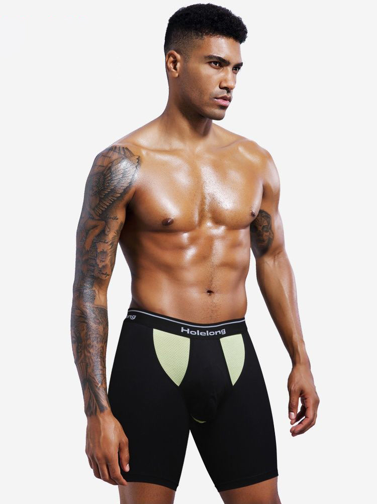 Dual Pouch Men's Long Legs Sports Boxer Briefs