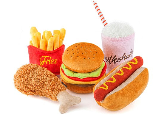 Burger Plush Dog Toy