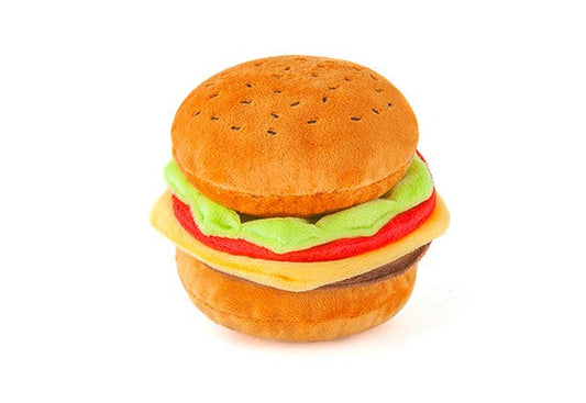 Burger Plush Dog Toy
