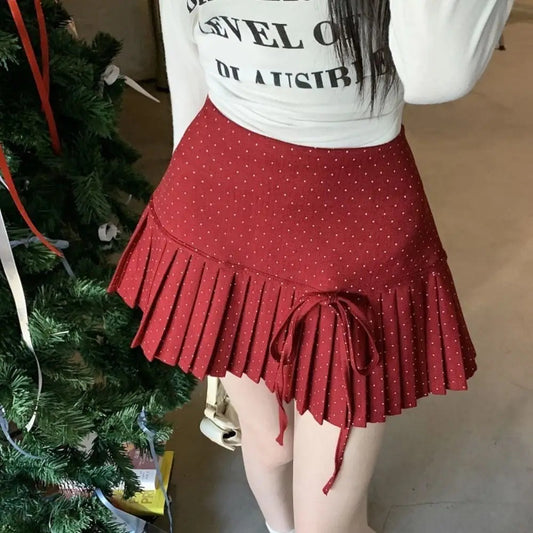 Polka Dot Pleated Skirt