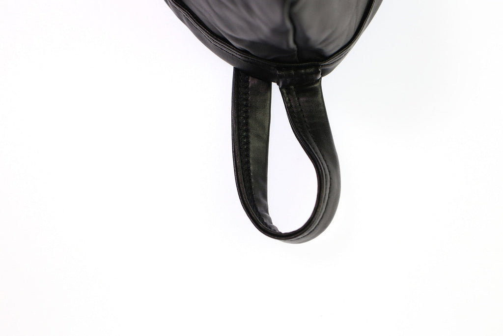 Black PU Leather Buckle-Up Thong