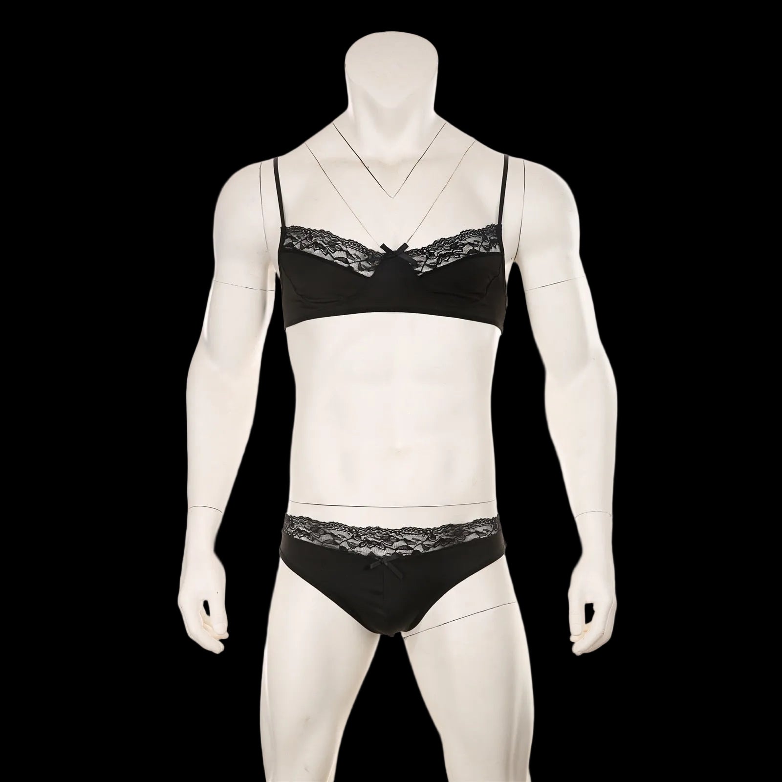 Mens Lace Lingerie Panties & Bra Set