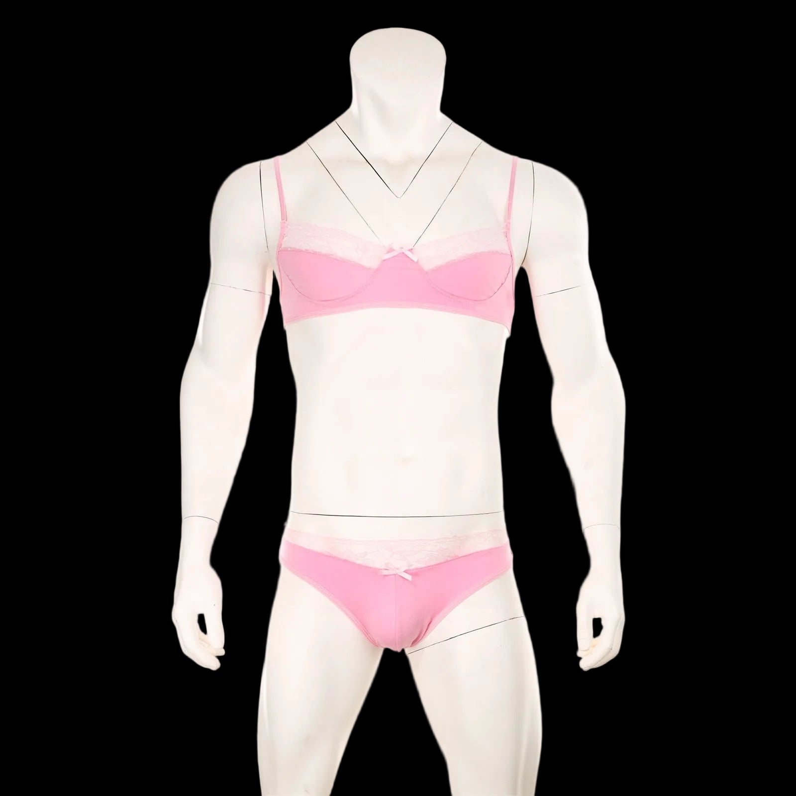 Mens Lace Lingerie Panties & Bra Set