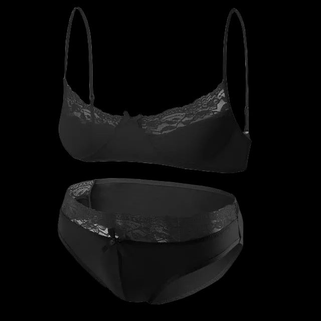 Mens Lace Lingerie Panties & Bra Set