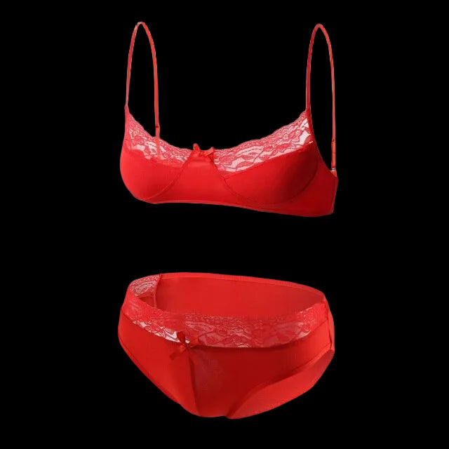 Mens Lace Lingerie Panties & Bra Set