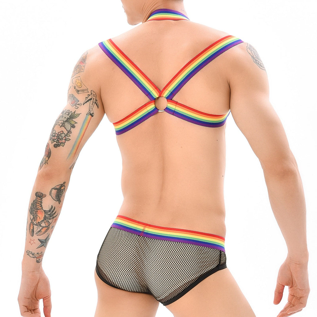 Gay Pride Mesh Harness + Underwear Outfit