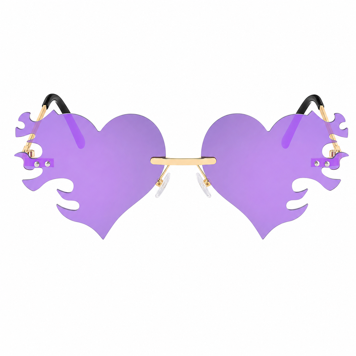 Purple & Green Heart Flame Glasses