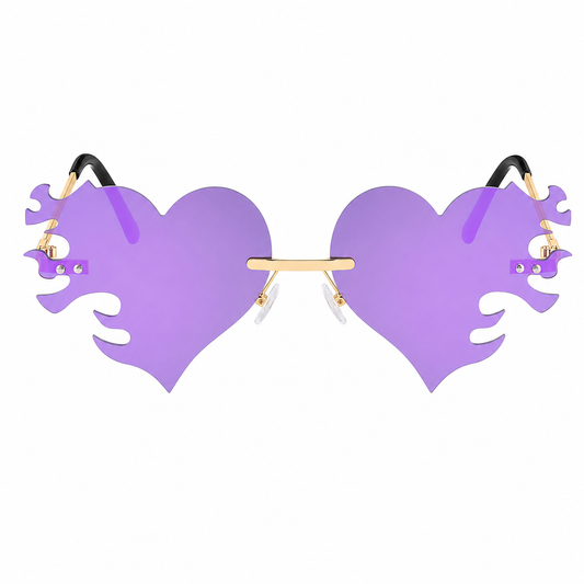 Purple & Green Heart Flame Glasses