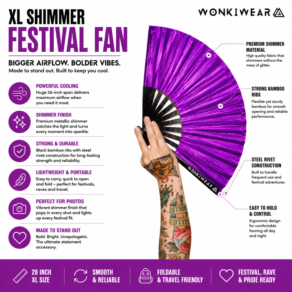 Purple Shimmer Metallic XL Festival Fan