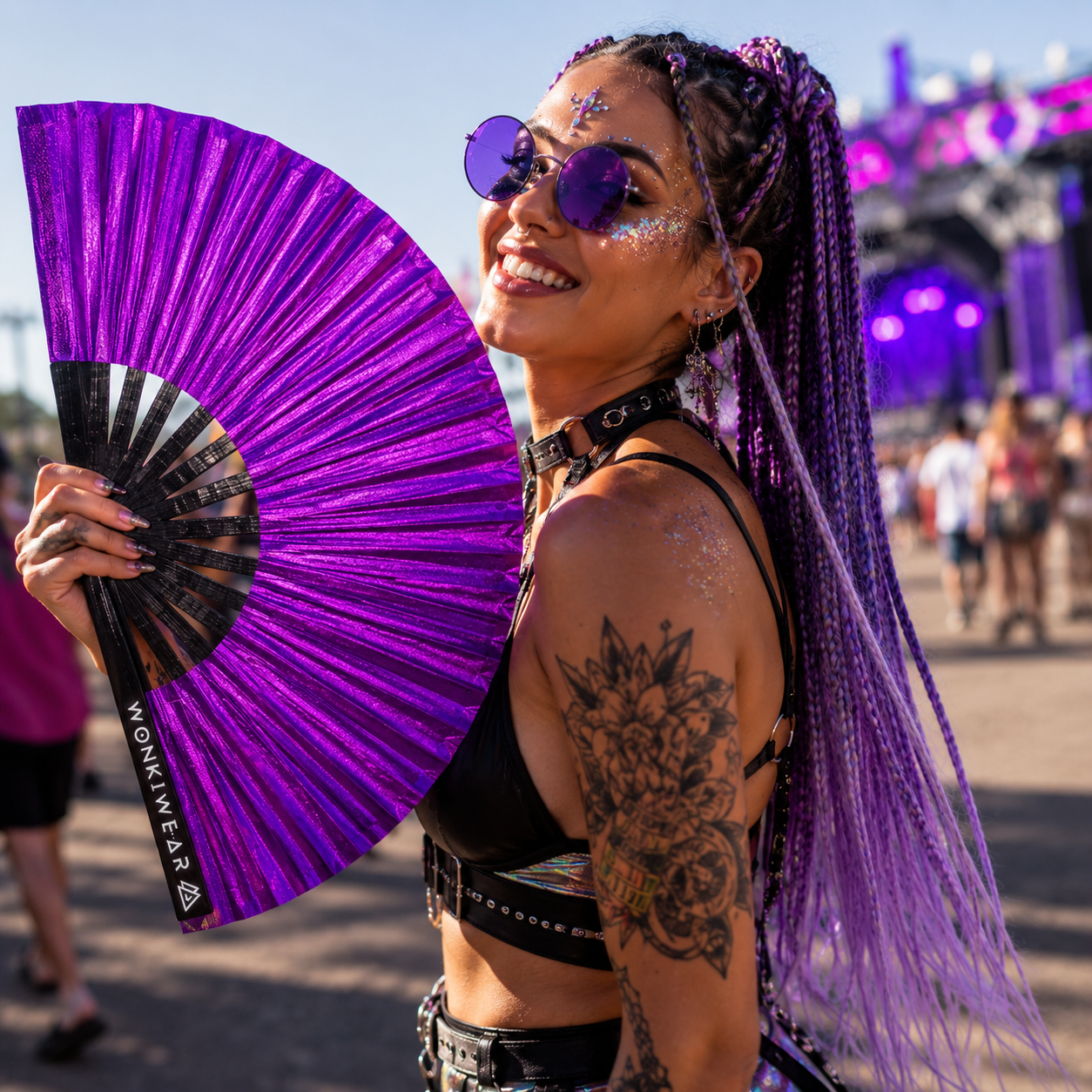 Purple Shimmer Metallic XL Festival Fan