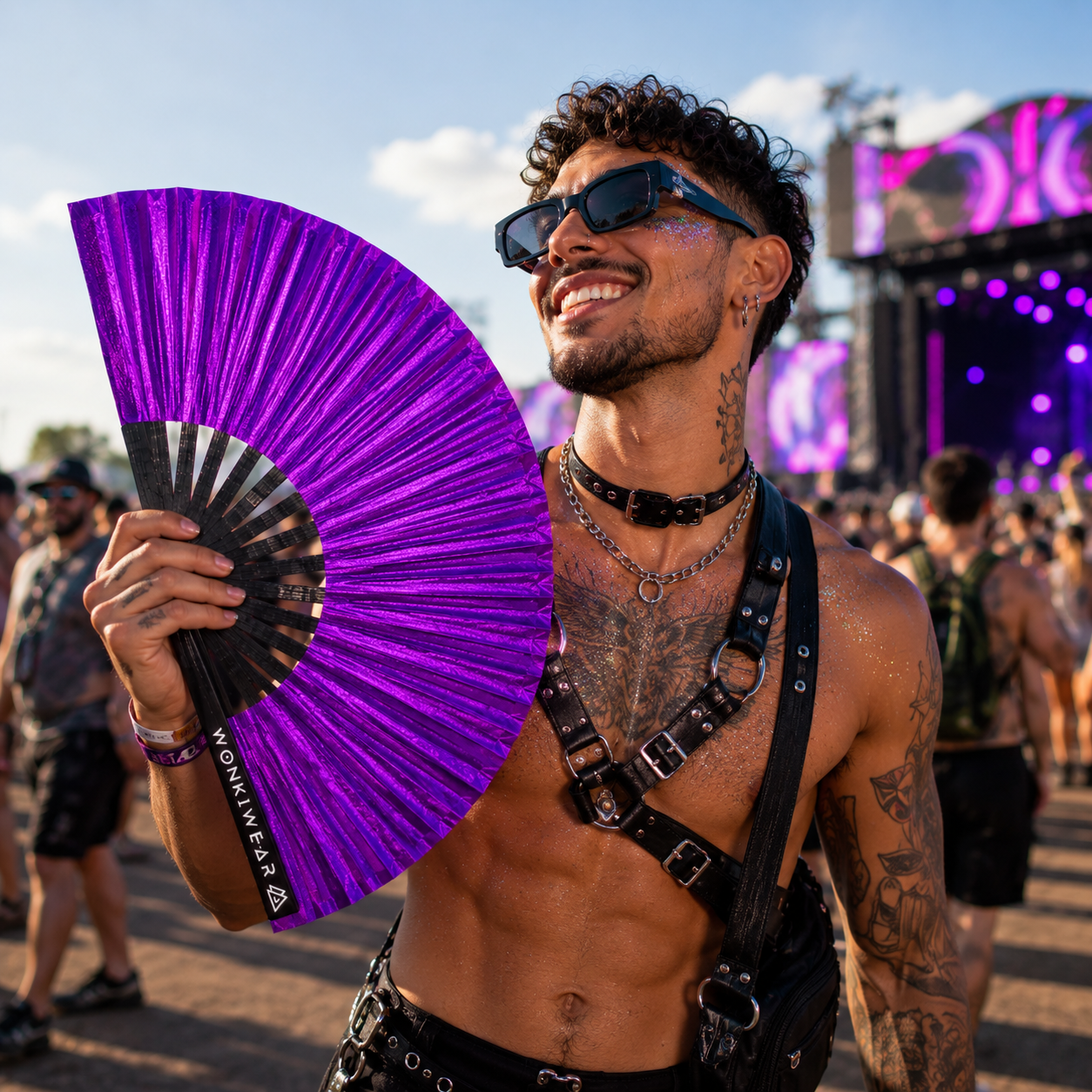 Purple Shimmer Metallic XL Festival Fan
