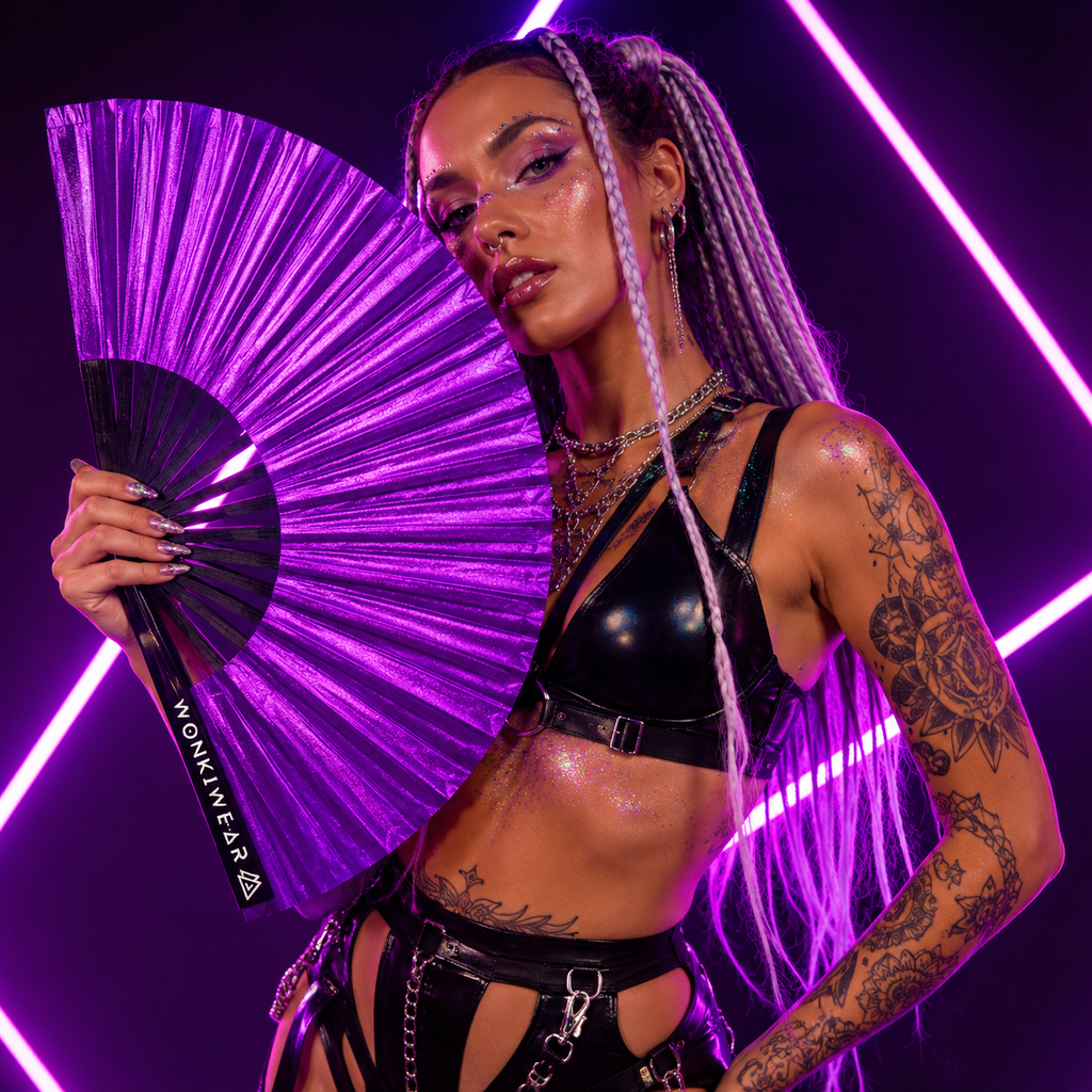Purple Shimmer Metallic XL Festival Fan