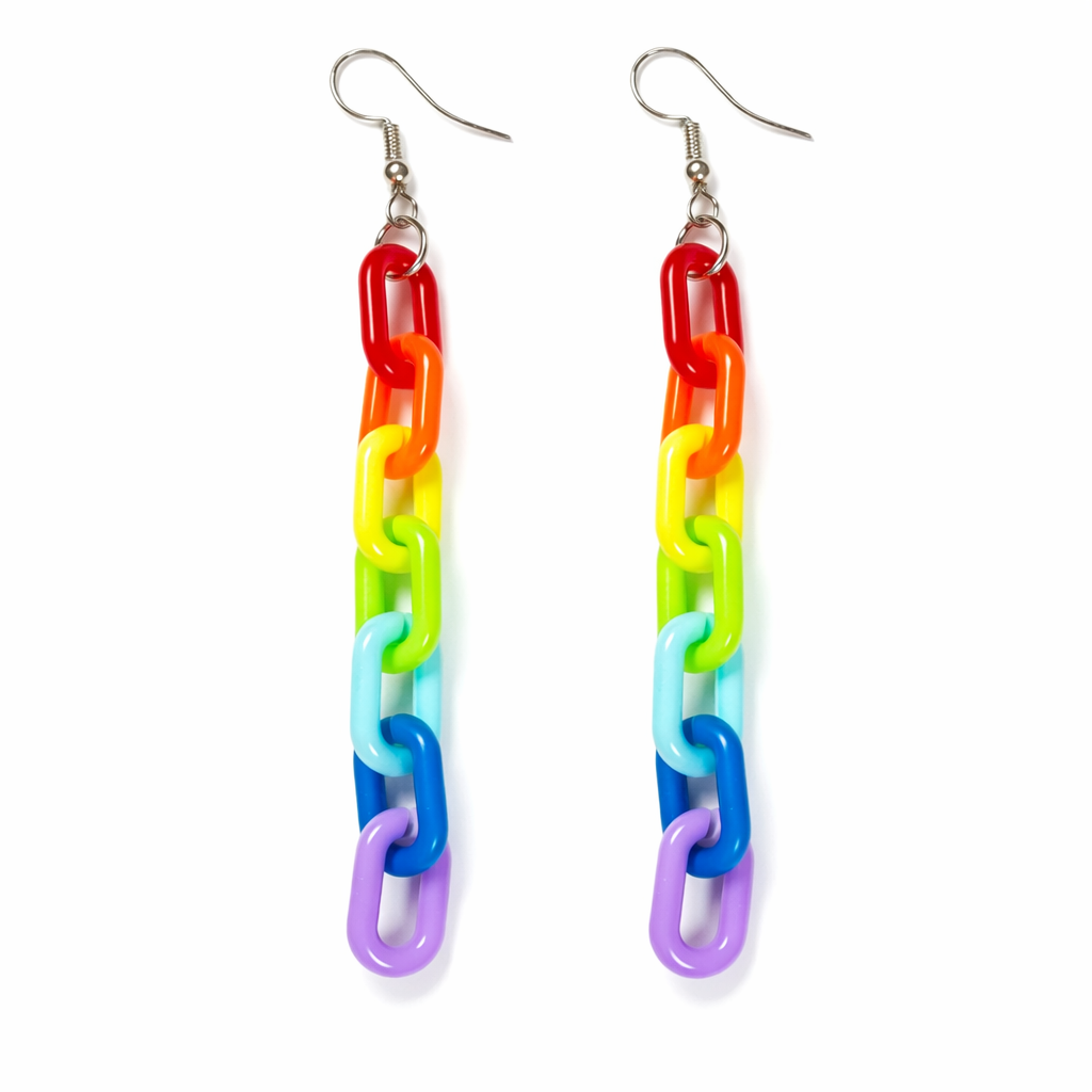Rainbow Chain Drop Earrings