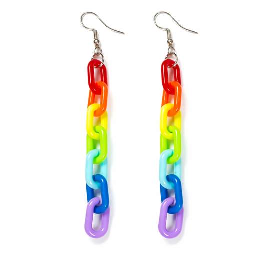 Rainbow Chain Drop Earrings