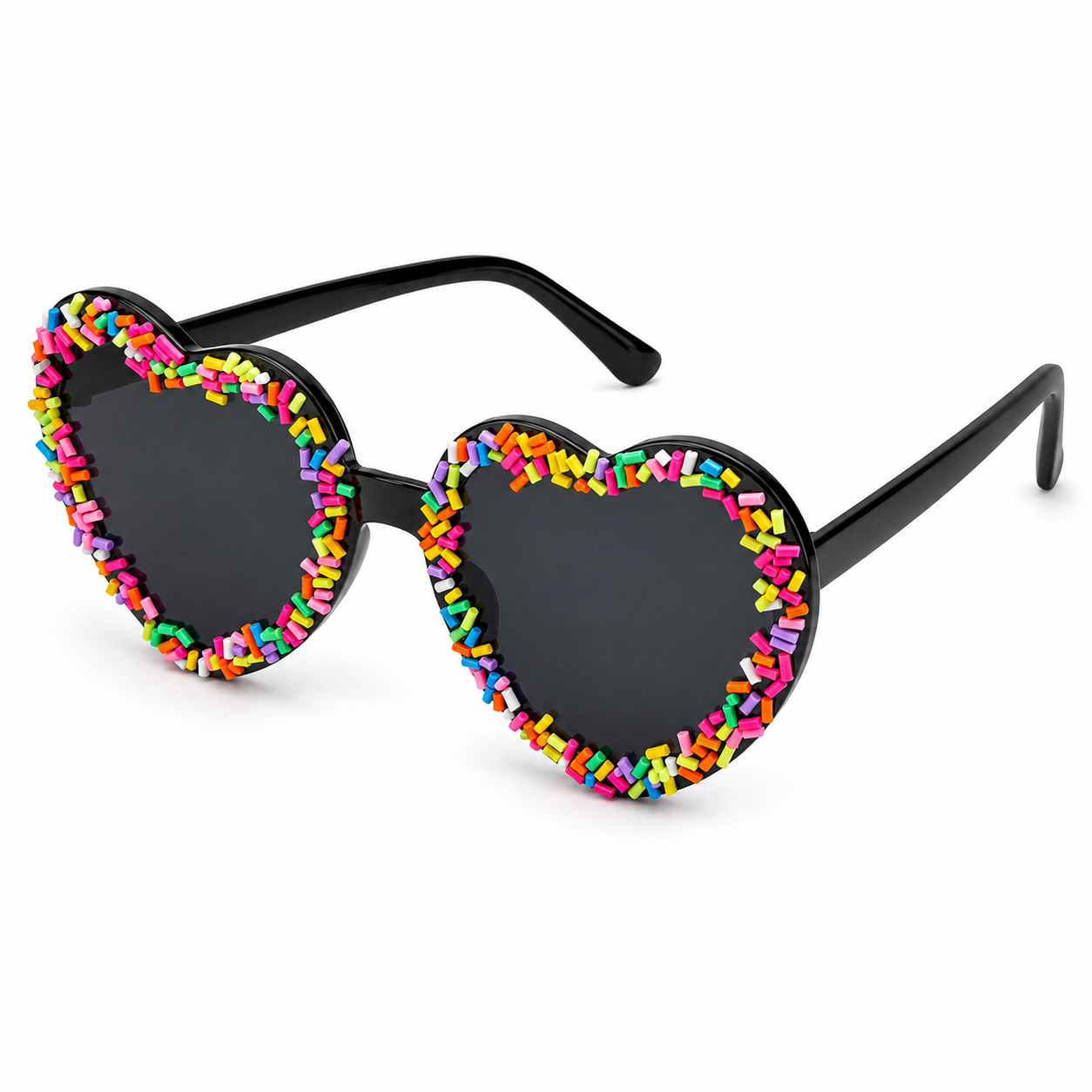 Rainbow Sprinkle Heart Festival Glasses – Statement Rave Eyewear