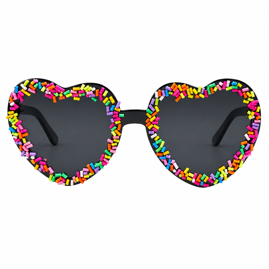 Rainbow Sprinkle Heart Festival Glasses – Statement Rave Eyewear