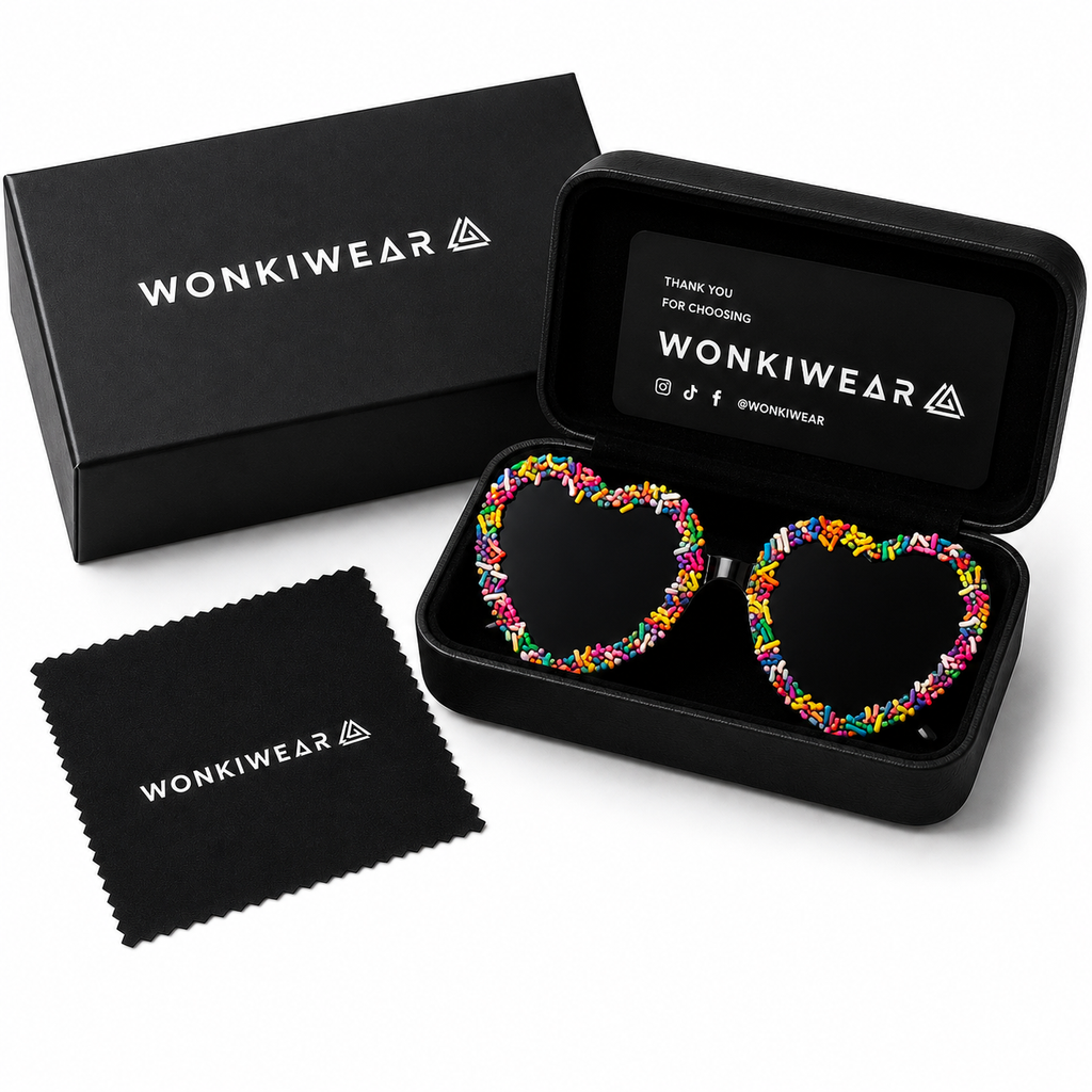 Rainbow Sprinkle Heart Festival Glasses – Statement Rave Eyewear