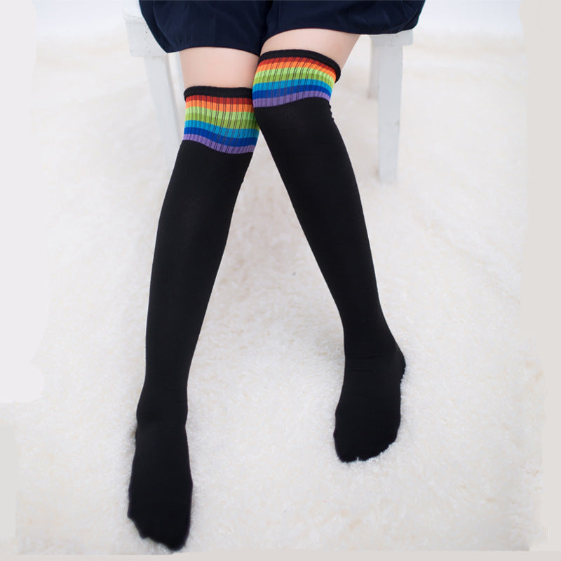 Rainbow Stripe Over-Knee Socks