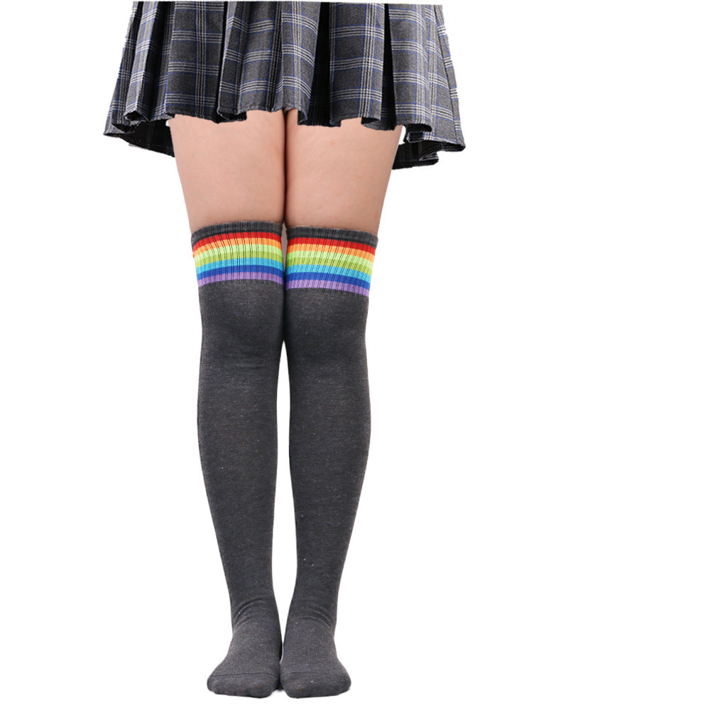 Rainbow Stripe Over-Knee Socks