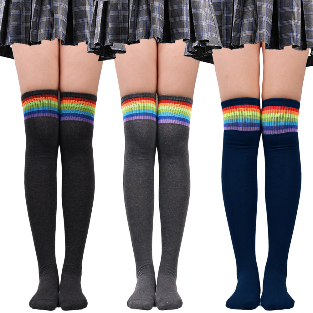 Rainbow Stripe Over-Knee Socks