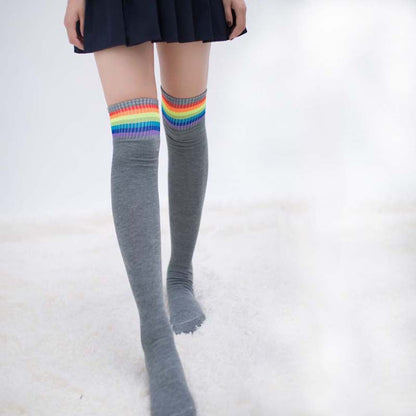 Rainbow Stripe Over-Knee Socks