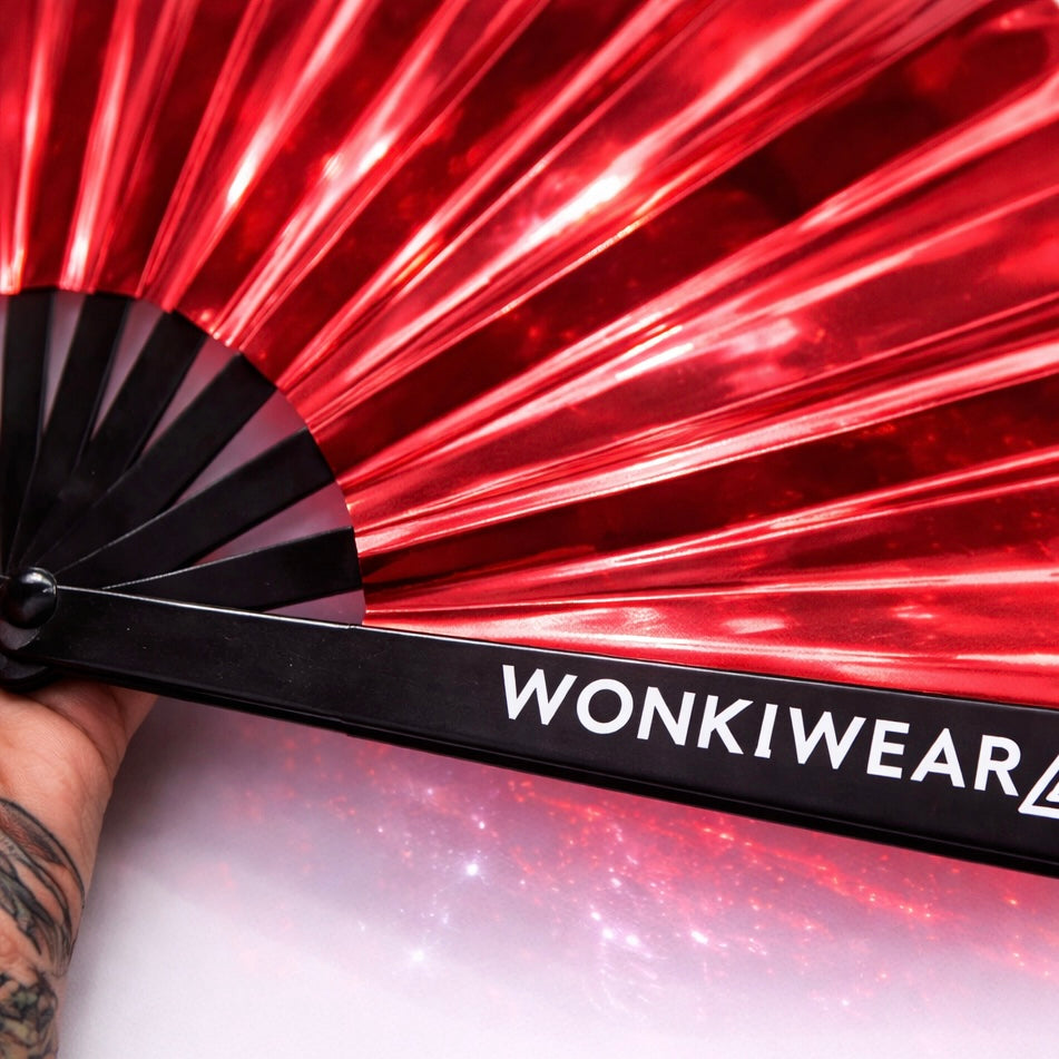 Raunchy Red Iridescent XL Festival Fan