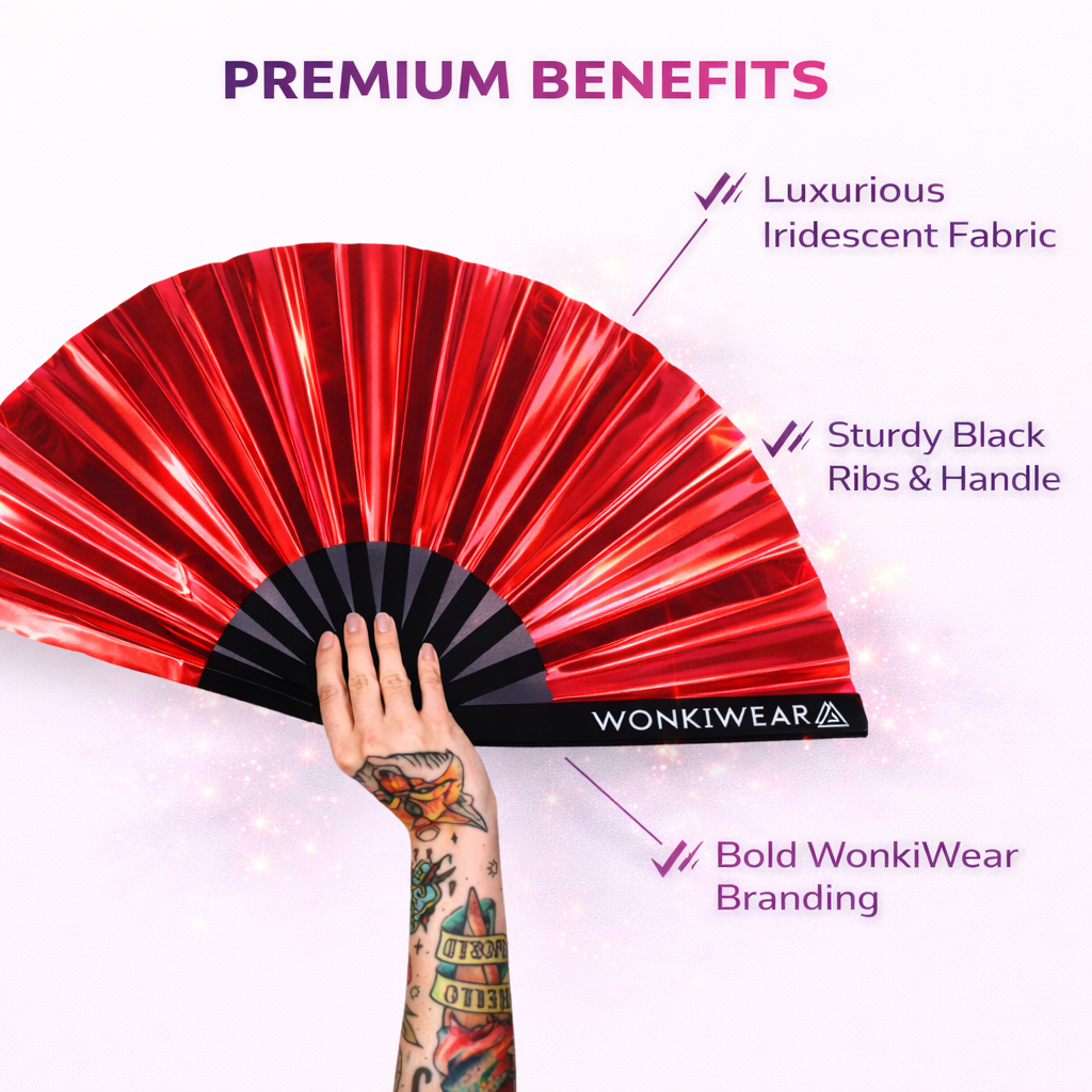 Raunchy Red Iridescent XL Festival Fan