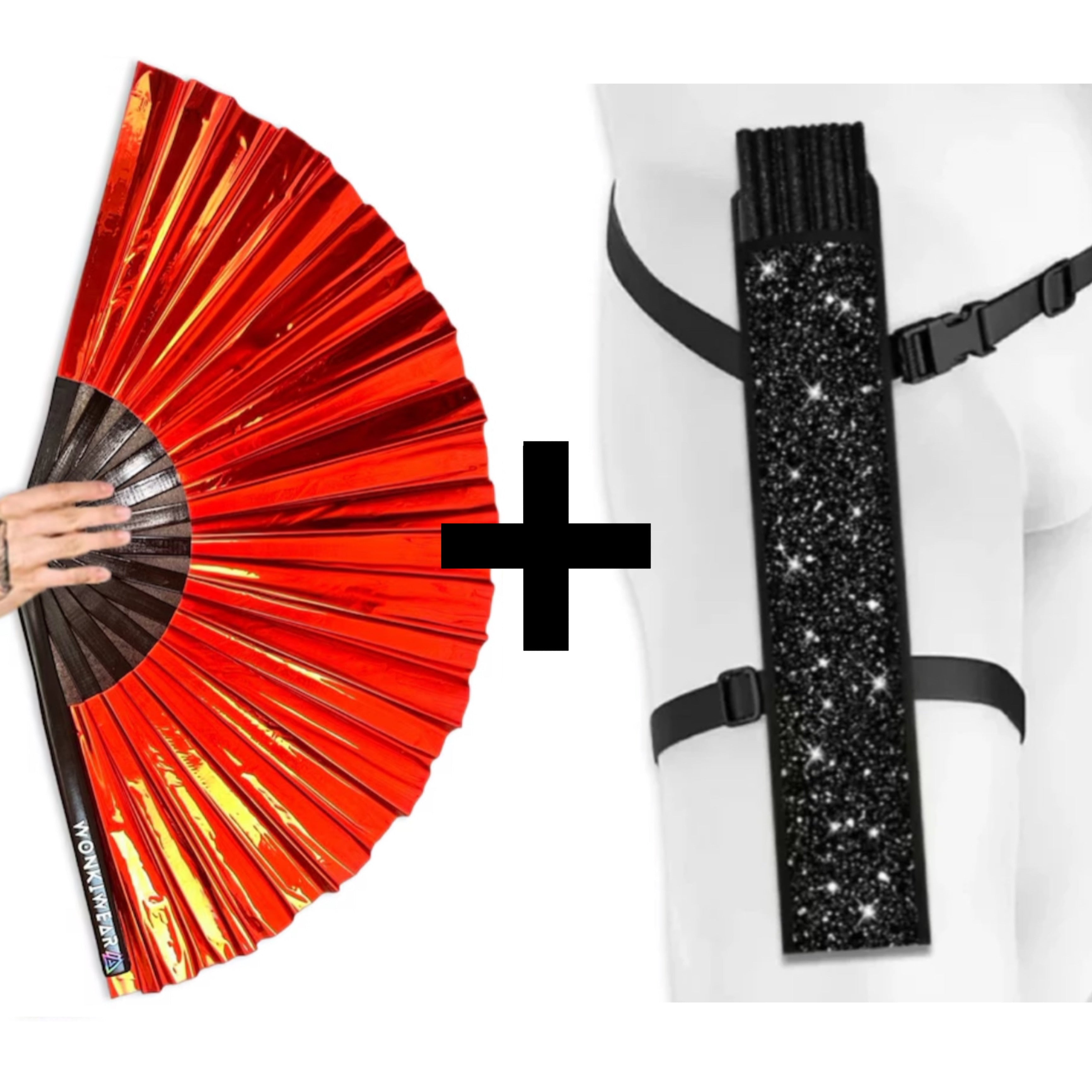 Raunchy Red Iridescent XL Festival Fan