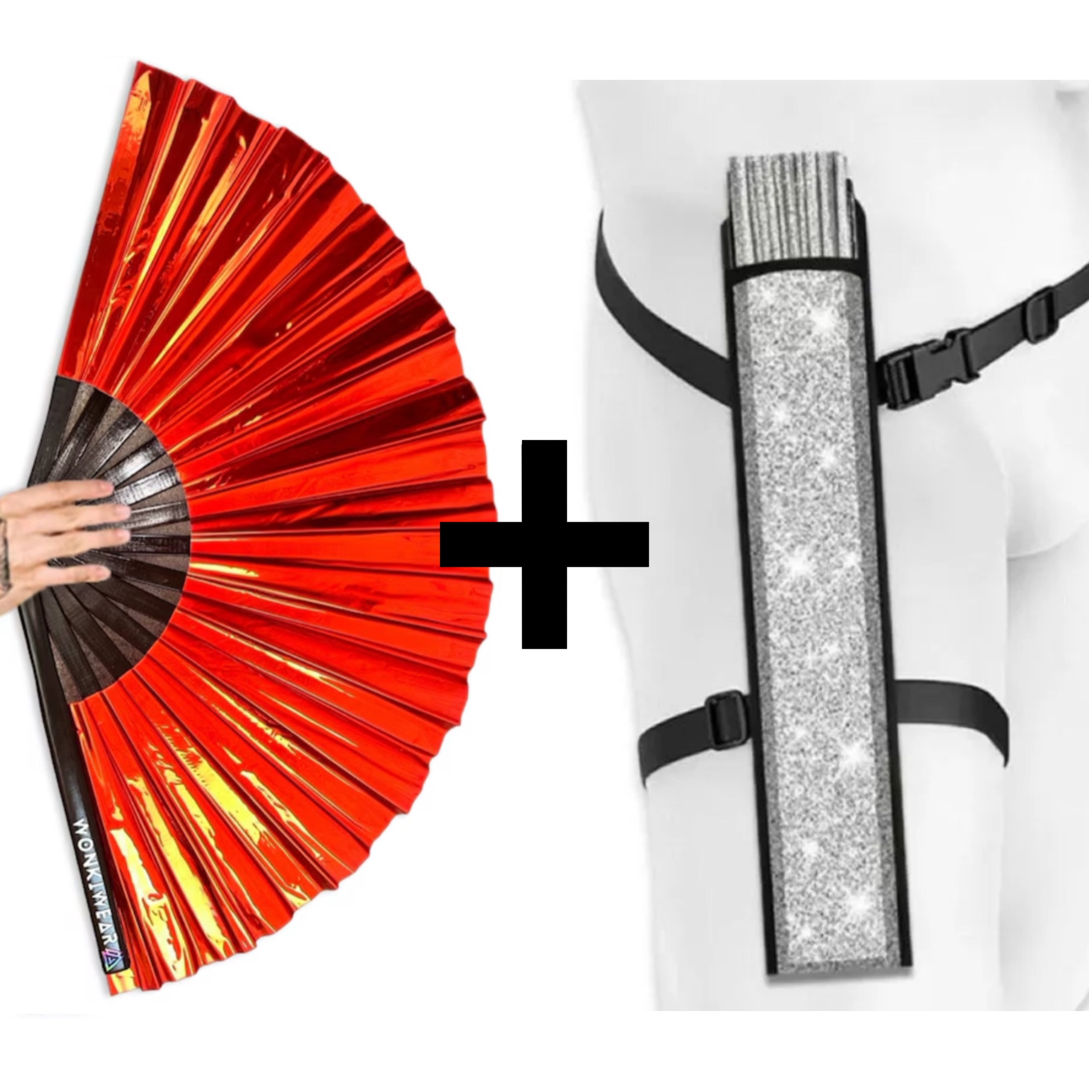 Raunchy Red Iridescent XL Festival Fan