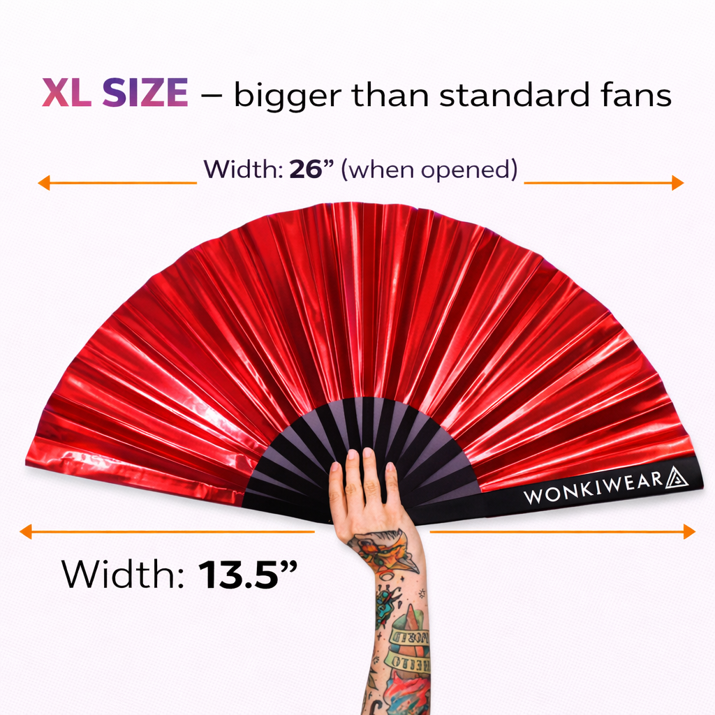 Raunchy Red Iridescent XL Festival Fan