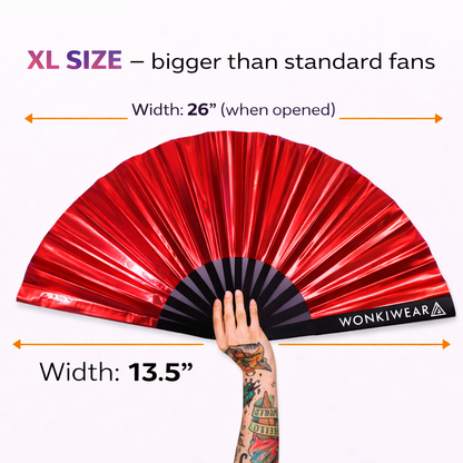 Raunchy Red Iridescent XL Festival Fan