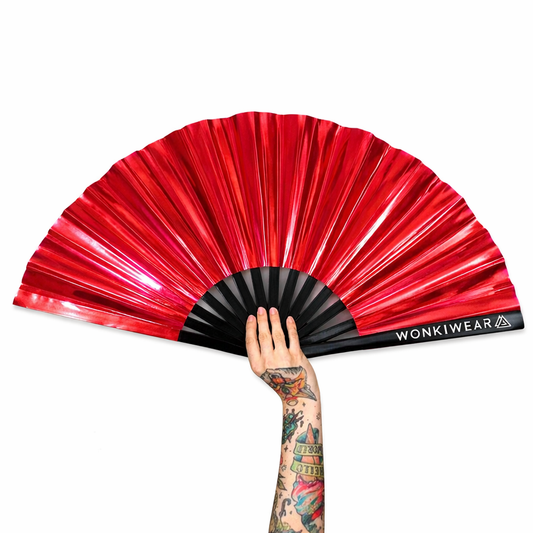 Raunchy Red Iridescent XL Festival Fan