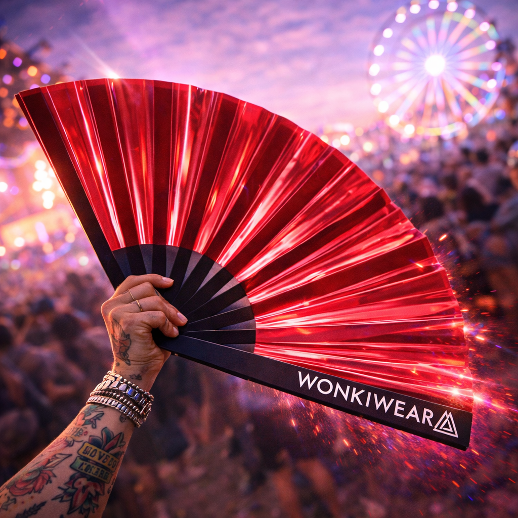 Raunchy Red Iridescent XL Festival Fan