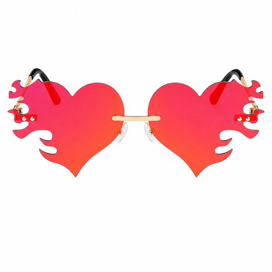 Red & Orange Heart Flame Glasses