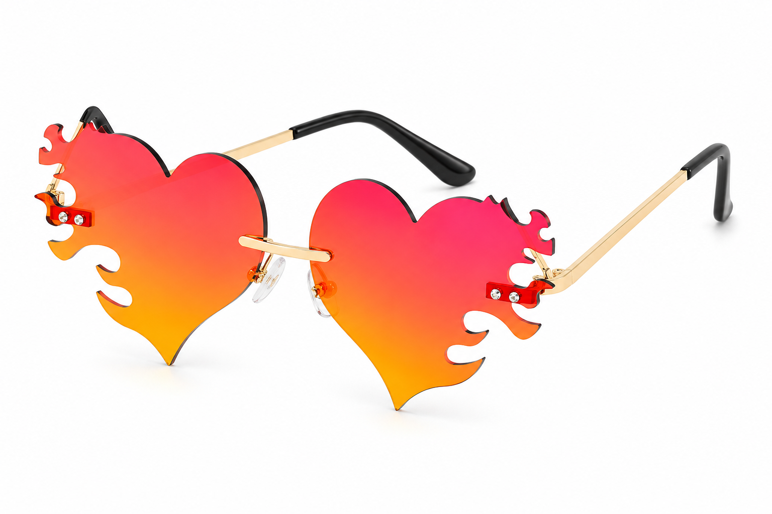 Red & Orange Heart Flame Glasses