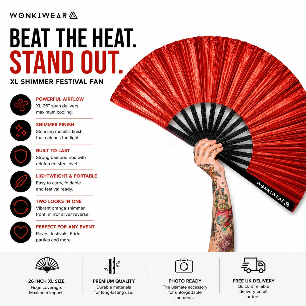 Red Shimmer Metallic XL Festival Fan