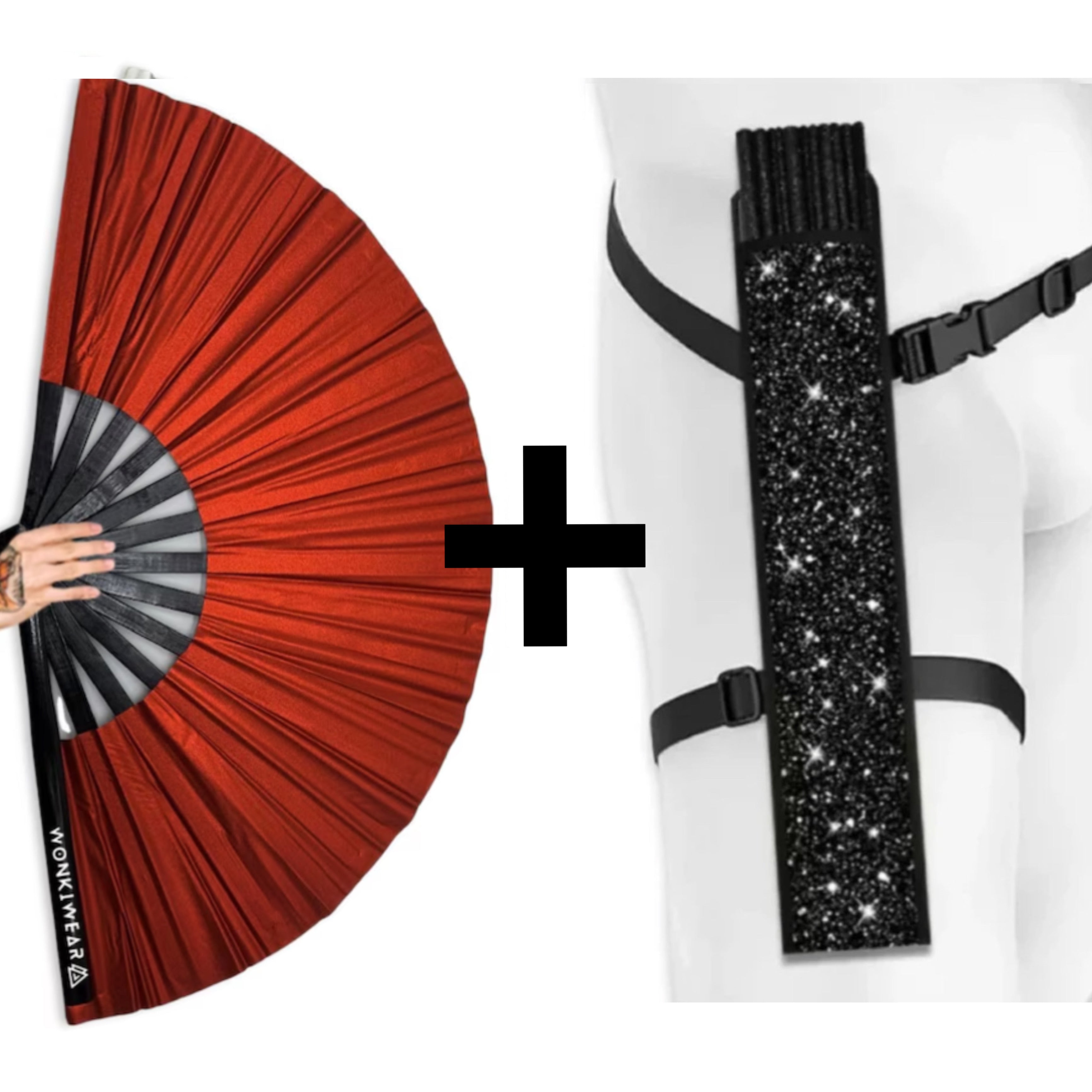 Red Shimmer Metallic XL Festival Fan