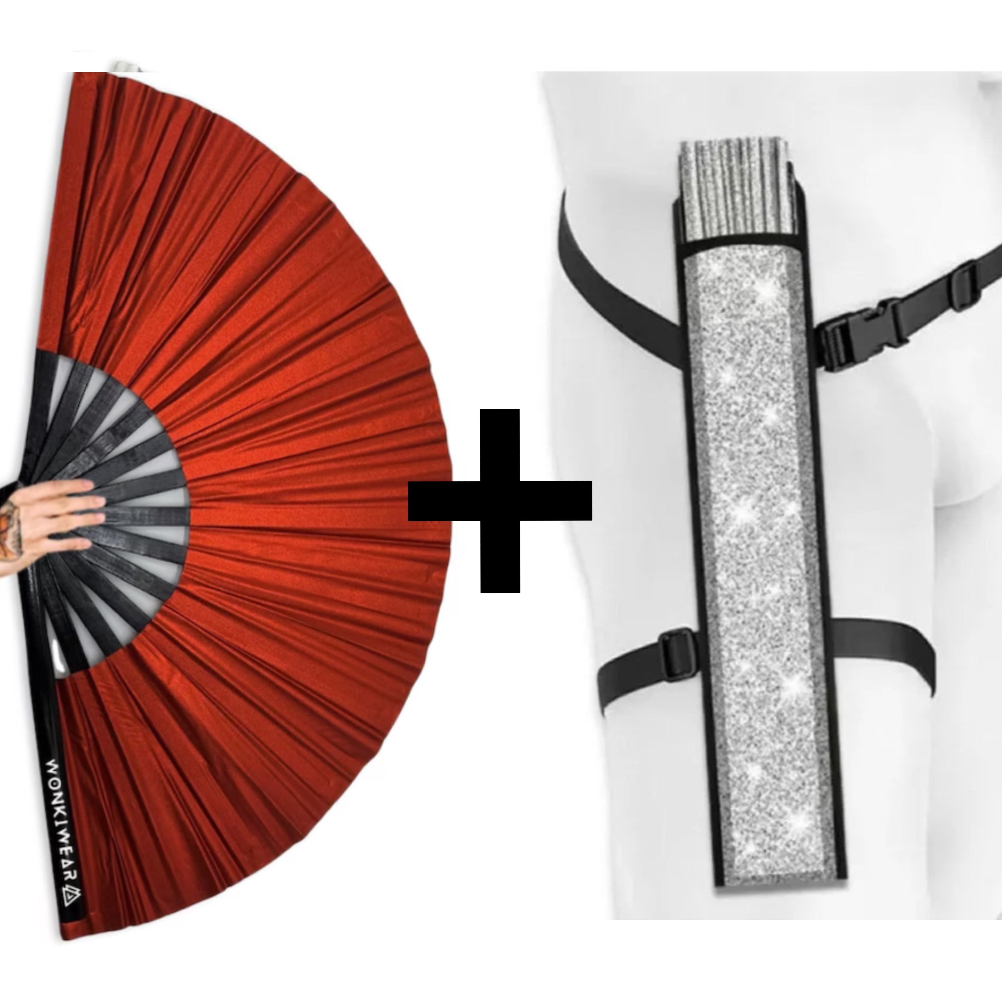 Red Shimmer Metallic XL Festival Fan