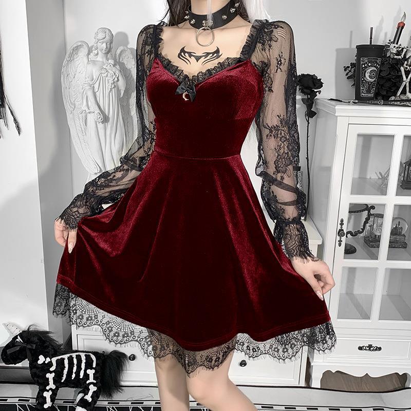 Gothic Lace Ruffle Dress